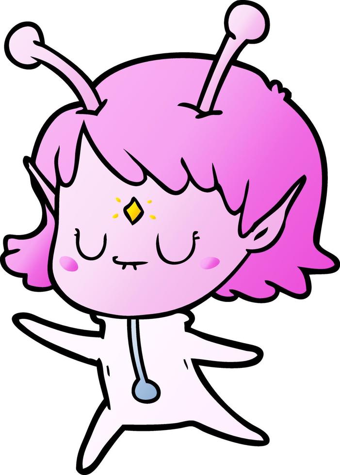 fille extraterrestre de dessin animé vecteur