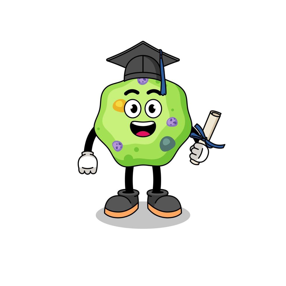 mascotte d'amibe avec pose de graduation vecteur