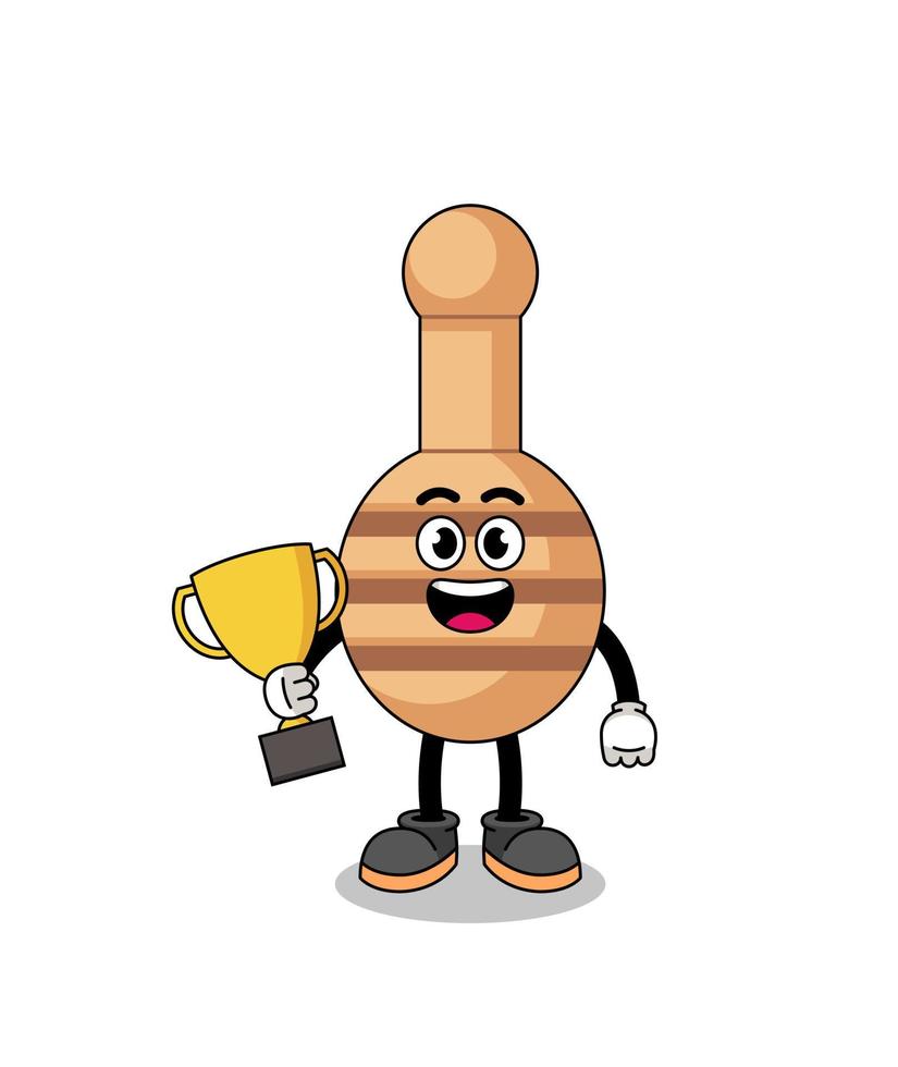 mascotte de dessin animé de louche à miel tenant un trophée vecteur