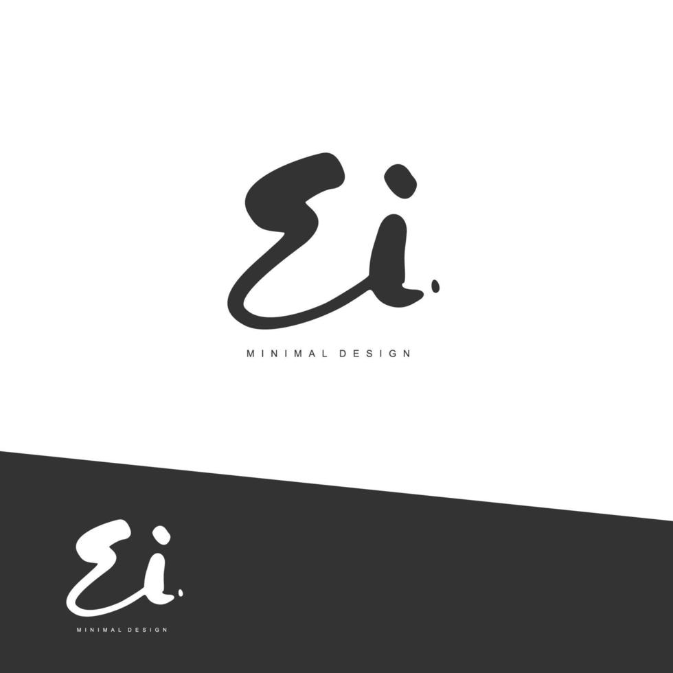 ei écriture manuscrite initiale ou logo manuscrit pour l'identité. logo avec signature et style dessiné à la main. vecteur