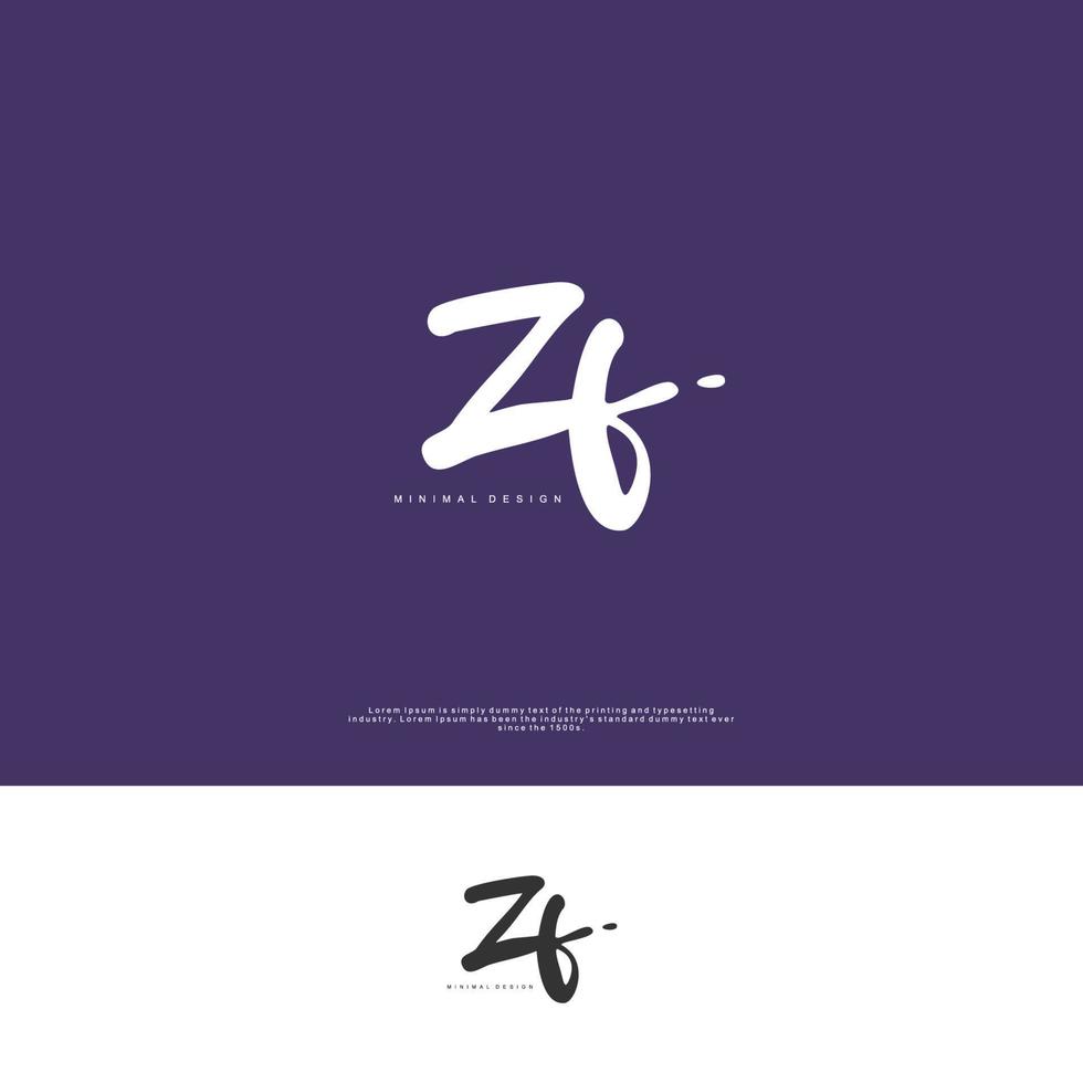 zf écriture manuscrite initiale ou logo manuscrit pour l'identité. logo avec signature et style dessiné à la main. vecteur