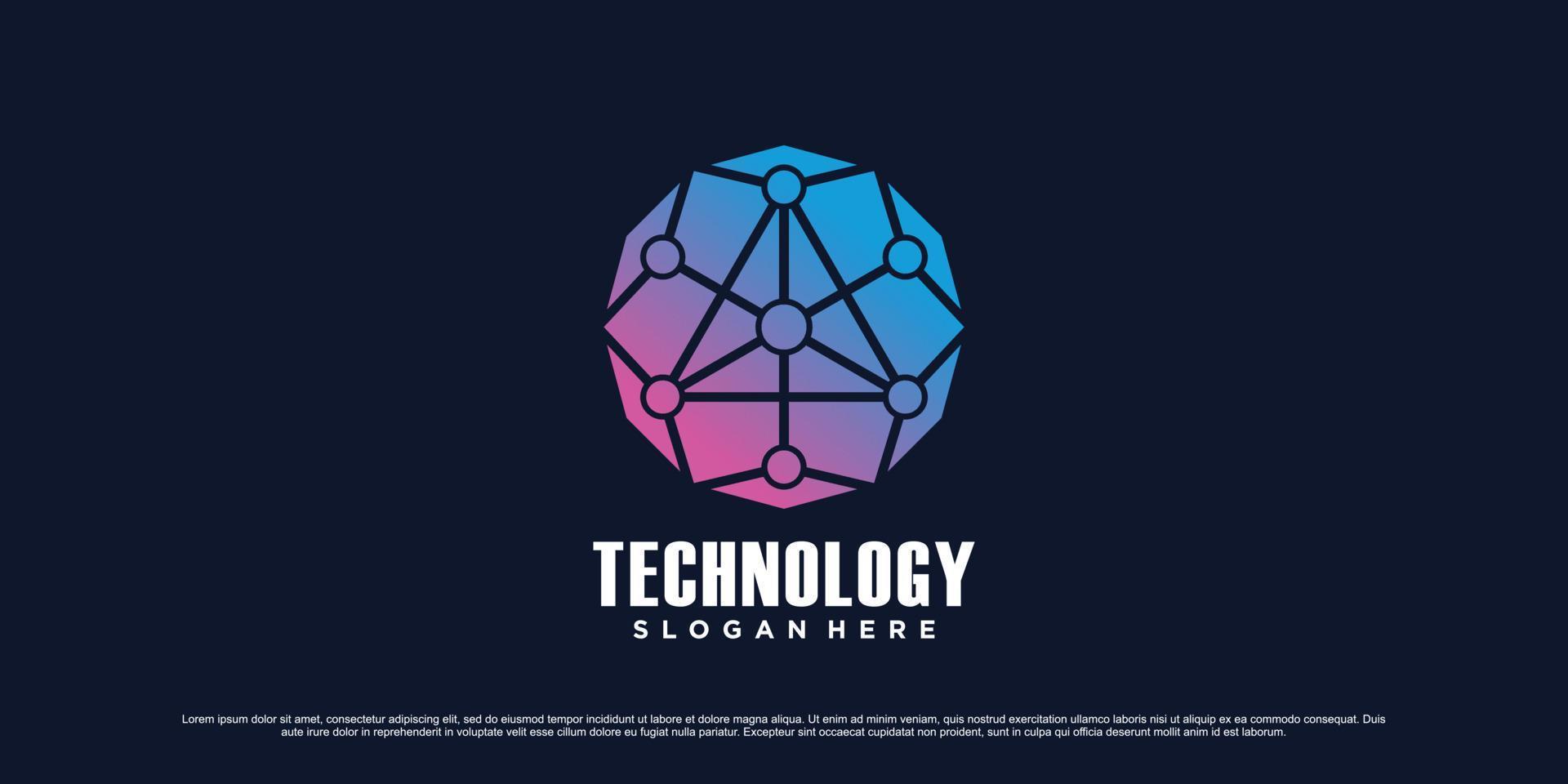 modèle de conception de logo de réseau numérique pour la technologie avec icône triangle et concept unique créatif vecteur