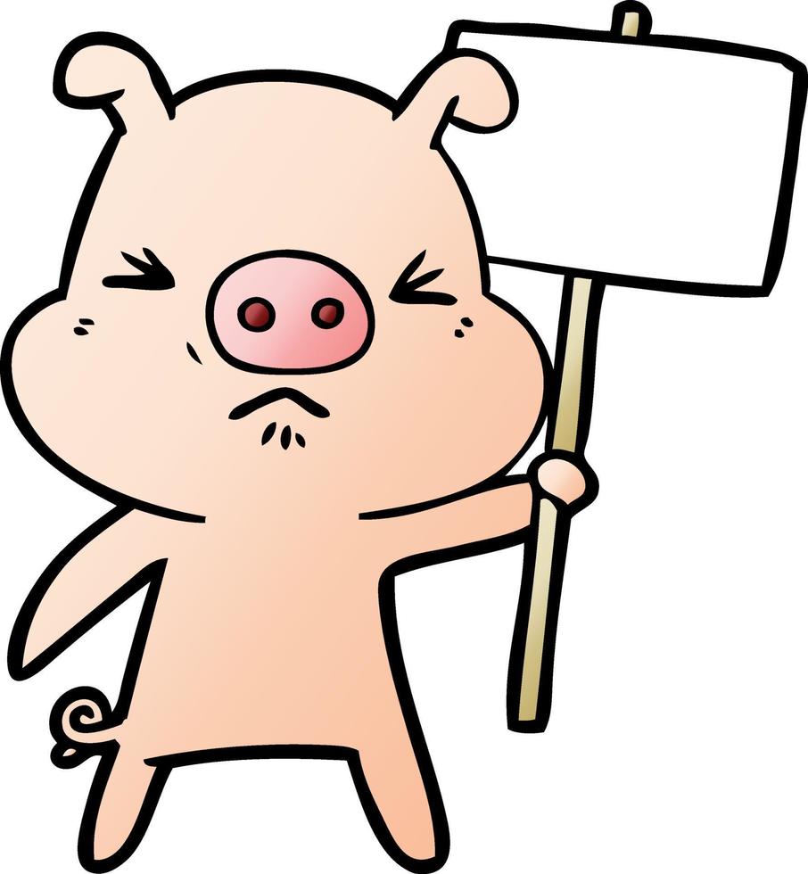 dessin animé cochon en colère vecteur