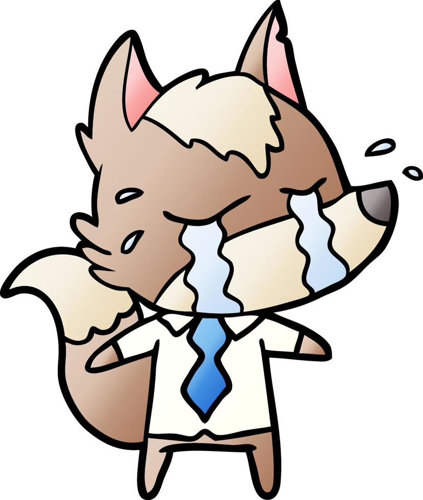 dessin animé loup qui pleure portant des vêtements de travail vecteur