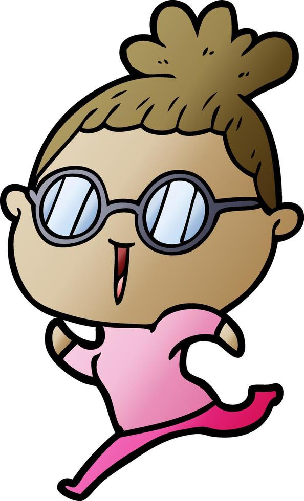 dessin animé femme portant des lunettes vecteur