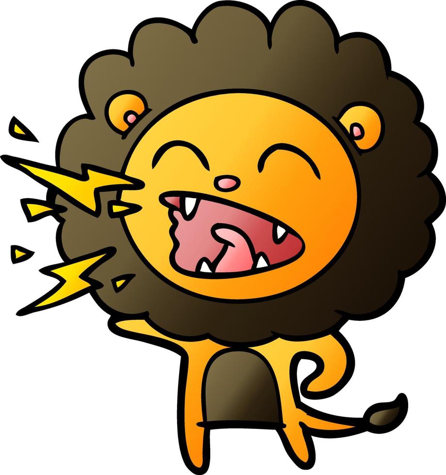 dessin animé lion rugissant vecteur