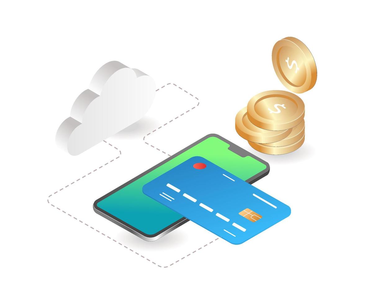 carte atm de réseau de serveur cloud vecteur