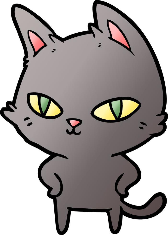 chat de dessin animé aux yeux brillants vecteur