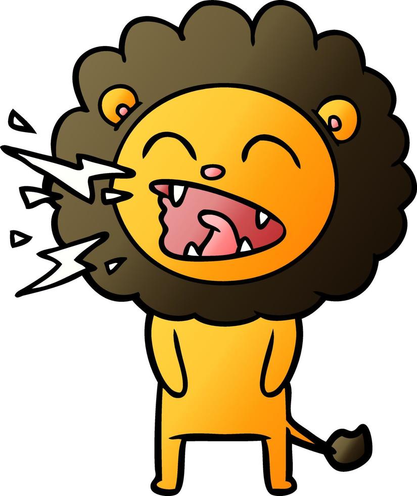 dessin animé lion rugissant vecteur