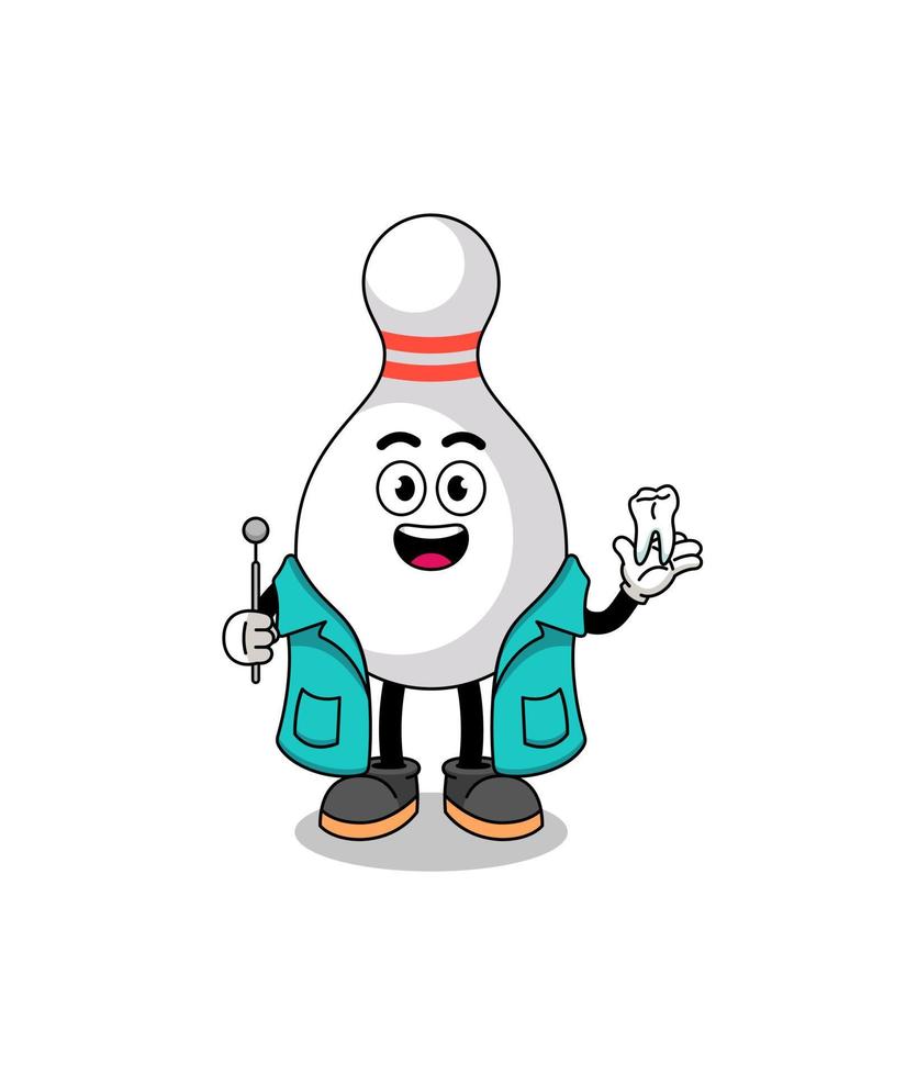 illustration de la mascotte de la quille de bowling en tant que dentiste vecteur