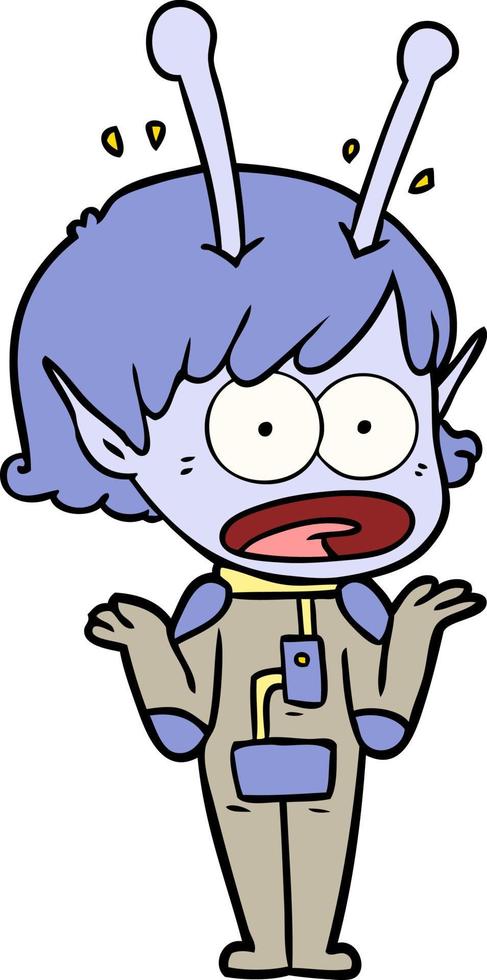 fille extraterrestre choquée de dessin animé vecteur