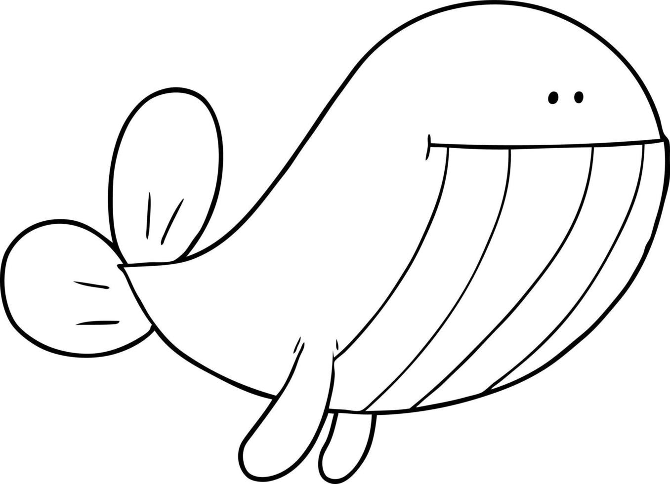 dessin au trait baleine de dessin animé vecteur