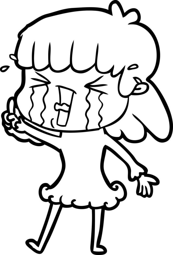 dessin animé femme en larmes vecteur