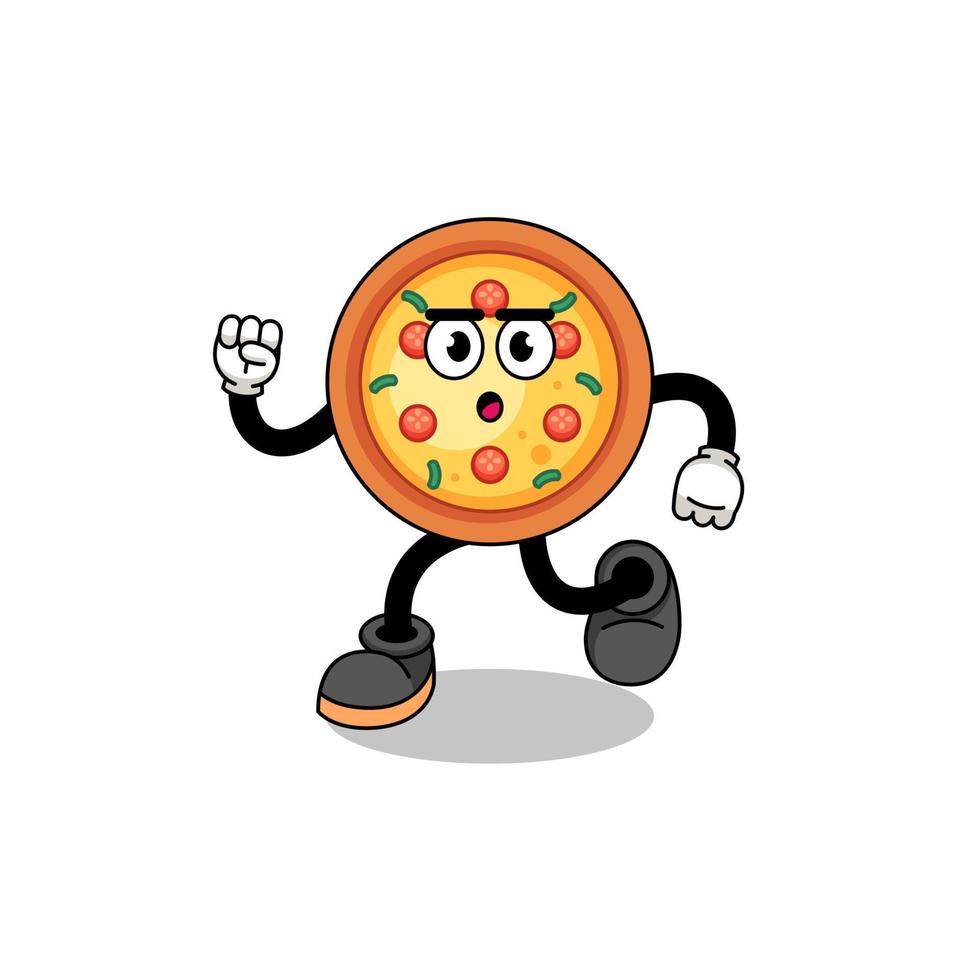 illustration de mascotte de pizza en cours d'exécution vecteur