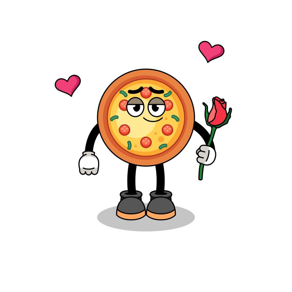 mascotte de pizza tombant amoureuse vecteur