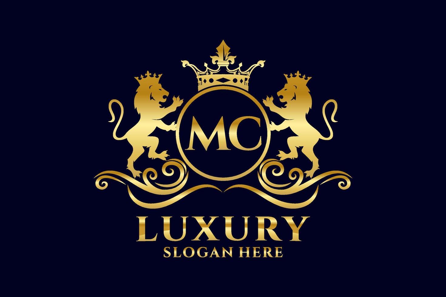 modèle de logo de luxe royal lion lettre initiale mc dans l'art vectoriel pour les projets de marque de luxe et autres illustrations vectorielles.