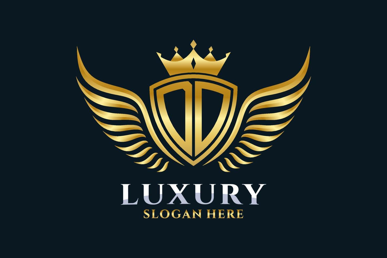 lettre d'aile royale de luxe do crest or couleur logo vecteur, logo de victoire, logo de crête, logo d'aile, modèle de logo vectoriel. vecteur