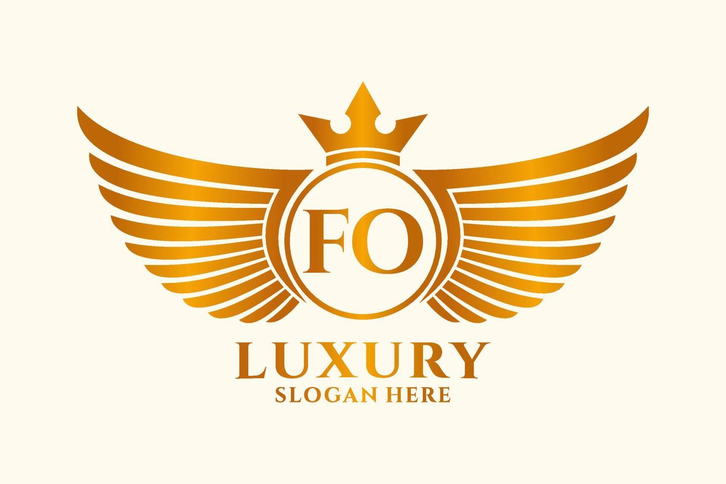 lettre d'aile royale de luxe pour le vecteur de logo de couleur or de crête, logo de victoire, logo de crête, logo d'aile, modèle de logo vectoriel.
