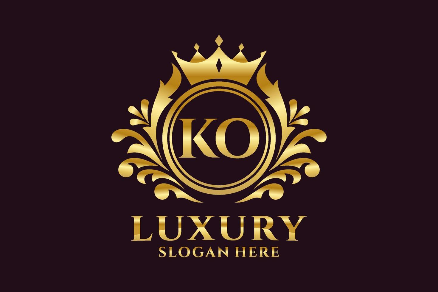 modèle initial de logo de luxe royal de lettre ko dans l'art vectoriel pour des projets de marque luxueux et d'autres illustrations vectorielles.