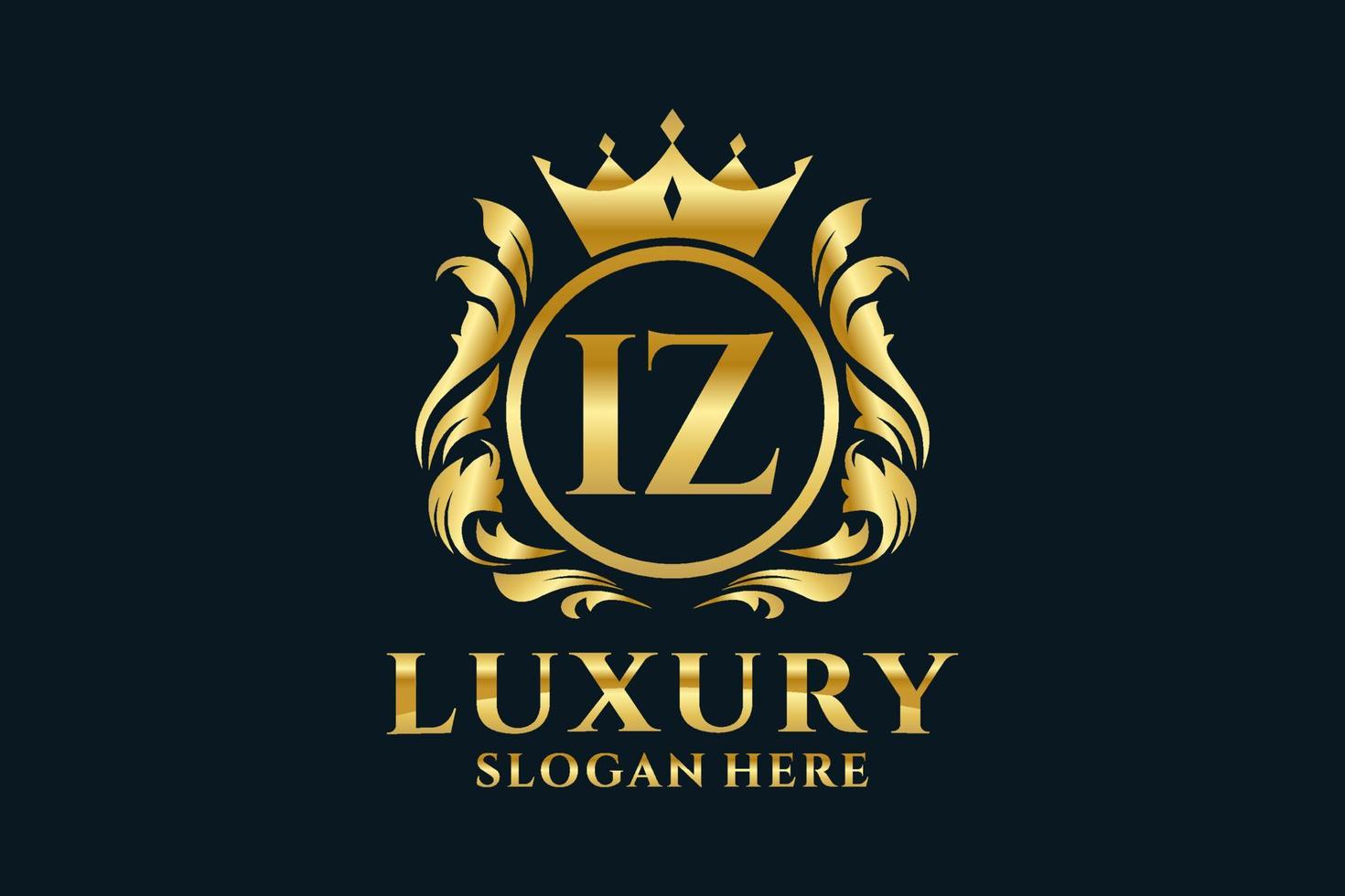 modèle de logo de luxe royal de lettre iz initial dans l'art vectoriel pour des projets de marque luxueux et d'autres illustrations vectorielles.