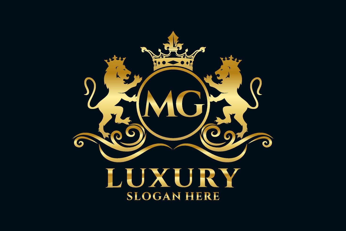 modèle de logo de luxe royal lion lettre initiale mg dans l'art vectoriel pour les projets de marque de luxe et autres illustrations vectorielles.