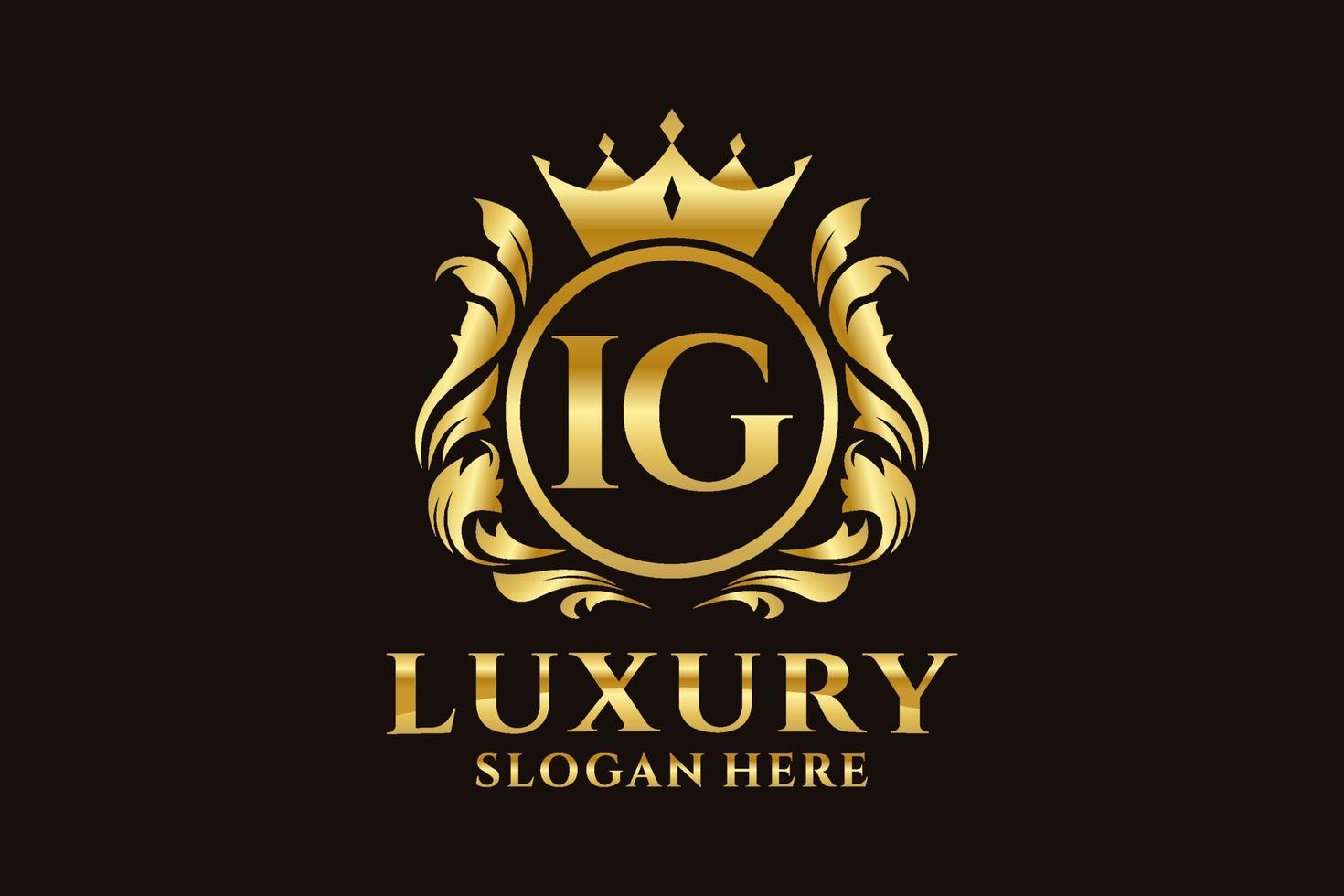 modèle initial de logo de luxe royal de lettre ig dans l'art vectoriel pour des projets de marque luxueux et d'autres illustrations vectorielles.