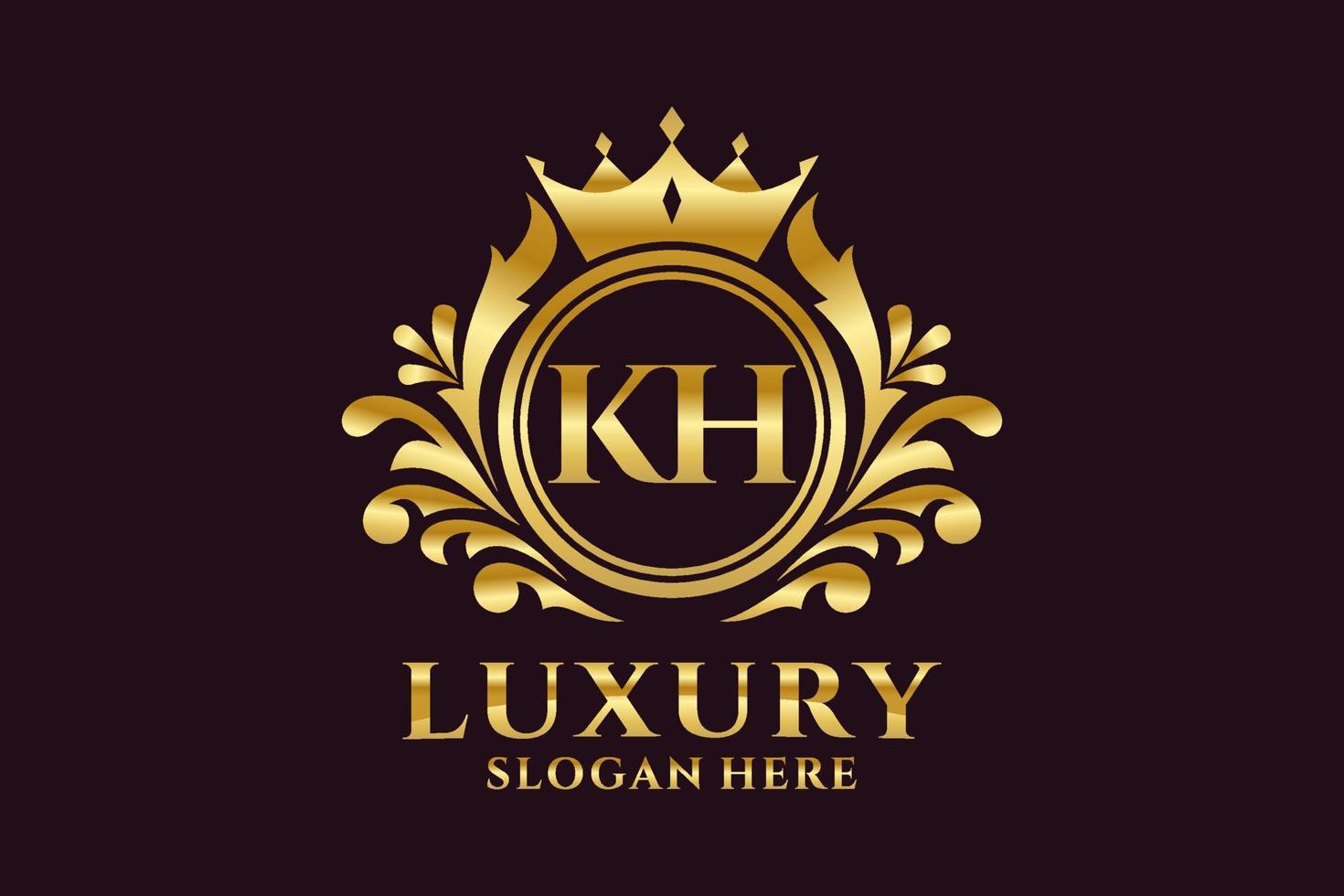 modèle initial de logo de luxe royal de lettre kh dans l'art vectoriel pour des projets de marque luxueux et d'autres illustrations vectorielles.