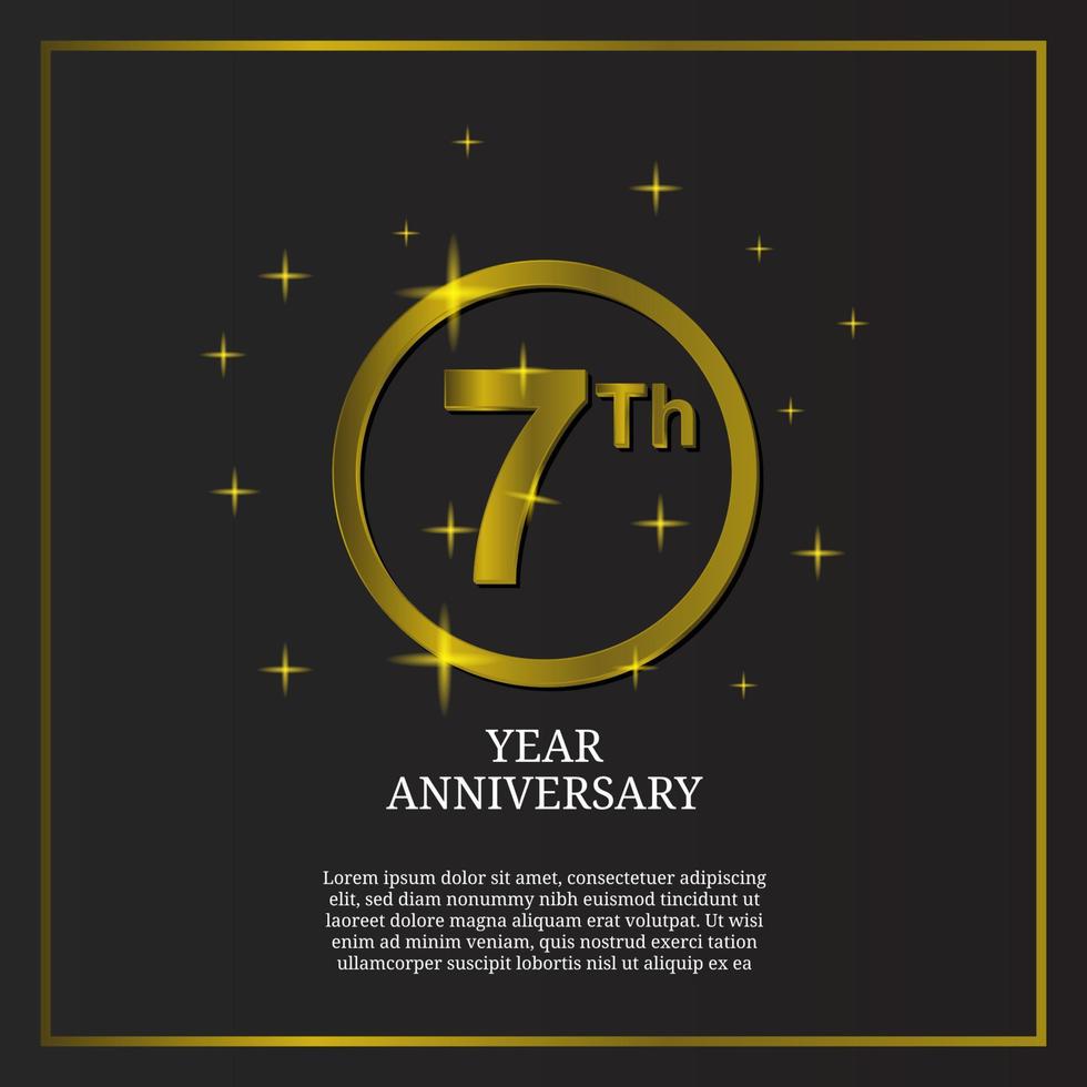 Logo de type icône de célébration du 7e anniversaire en couleur or de luxe vecteur