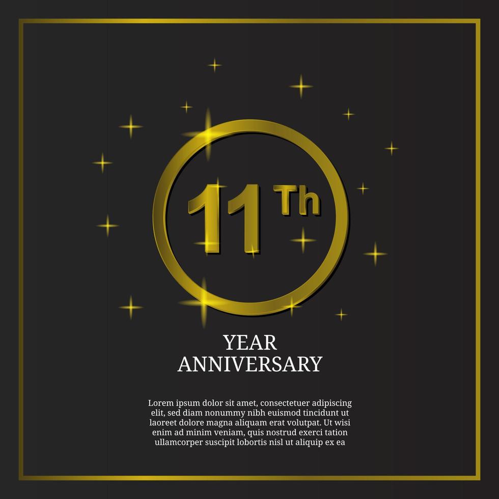 Logo de type icône de célébration du 11e anniversaire en couleur or de luxe vecteur