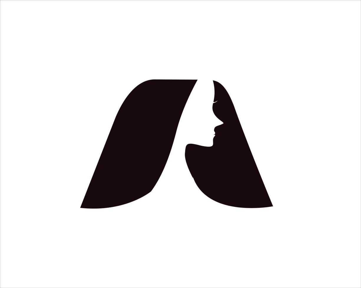 logo de visage féminin en forme de lettre a vecteur