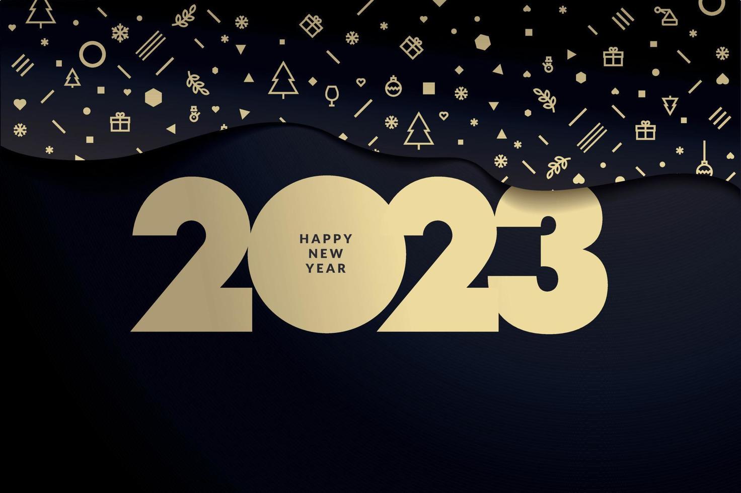 bonne année 2023 carte de voeux. illustration vectorielle pour le fond, carte de voeux, carte d'invitation à une fête, bannière de site Web, bannière de médias sociaux, matériel de marketing. vecteur