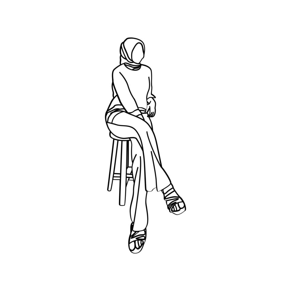 illustration de grosse femme dans le style d'art en ligne vecteur