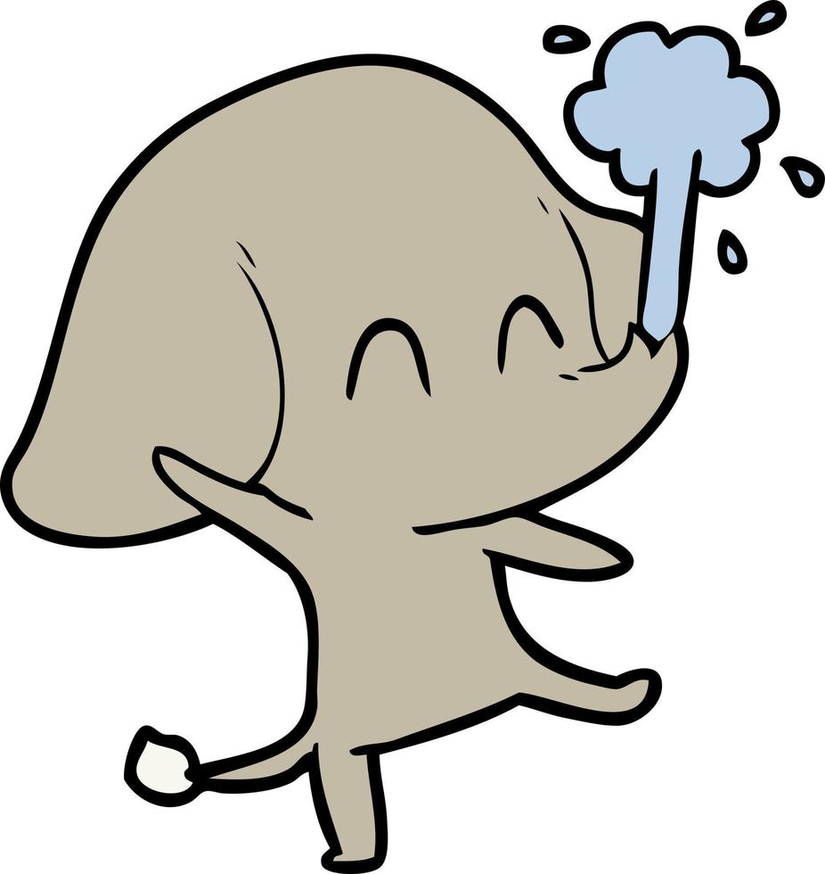 éléphant de dessin animé mignon jaillissant de l'eau vecteur