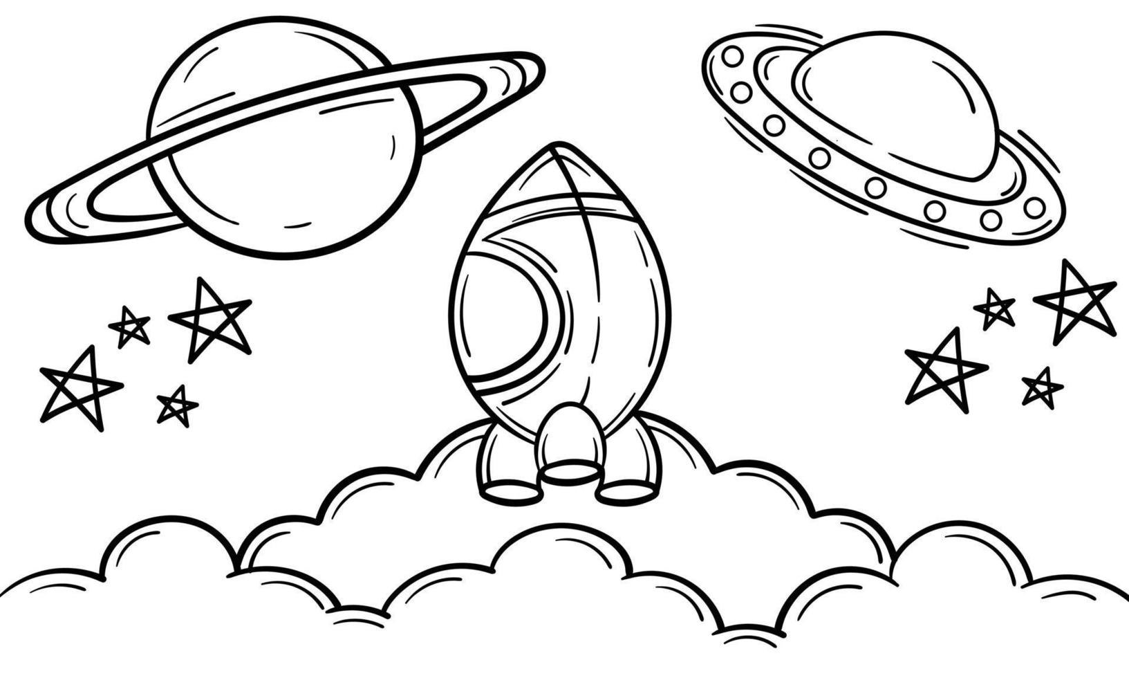 main dessiner illustration avec thème de l'espace vecteur