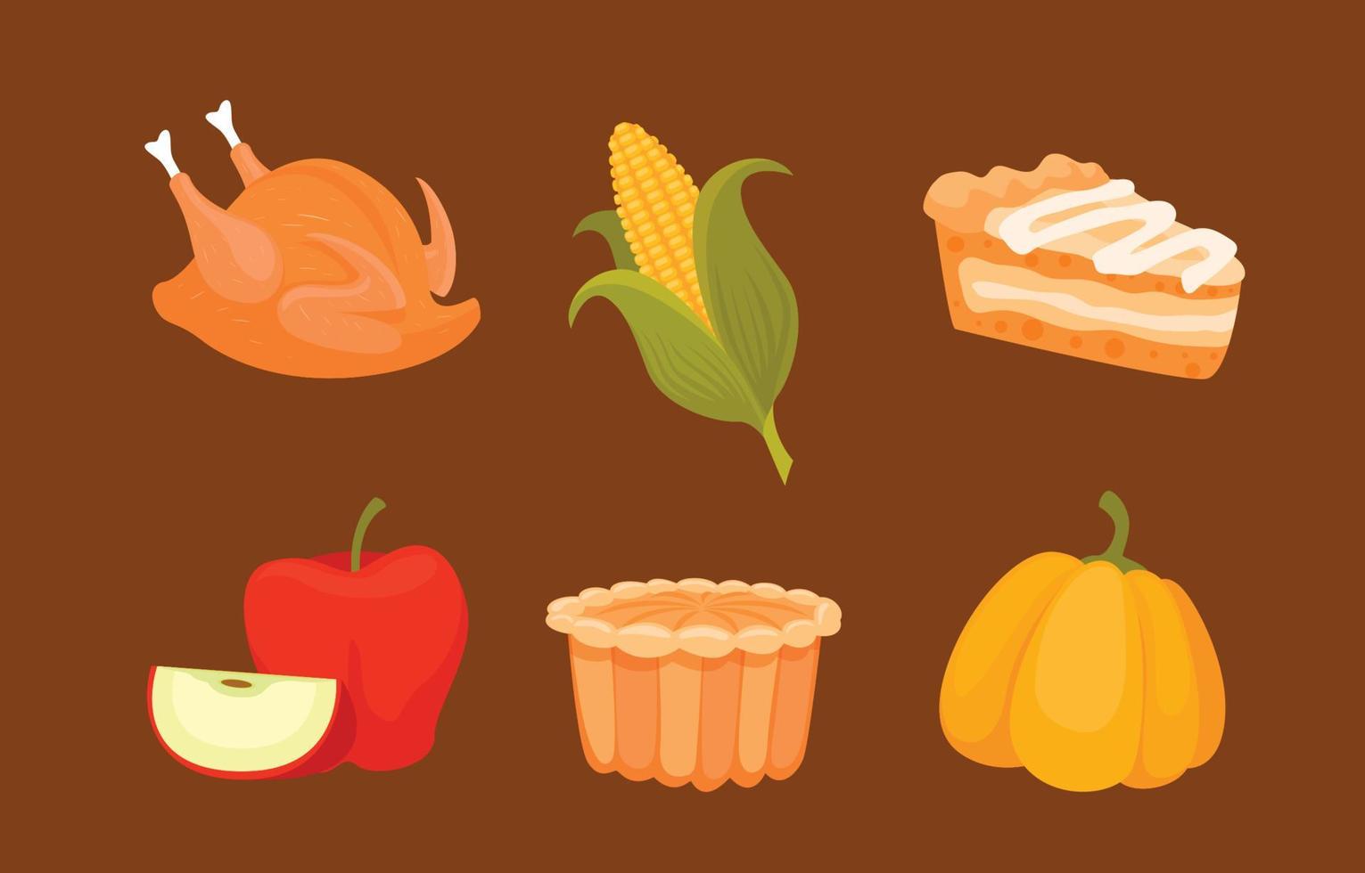 icônes de nourriture et de boissons de thanksgiving vecteur