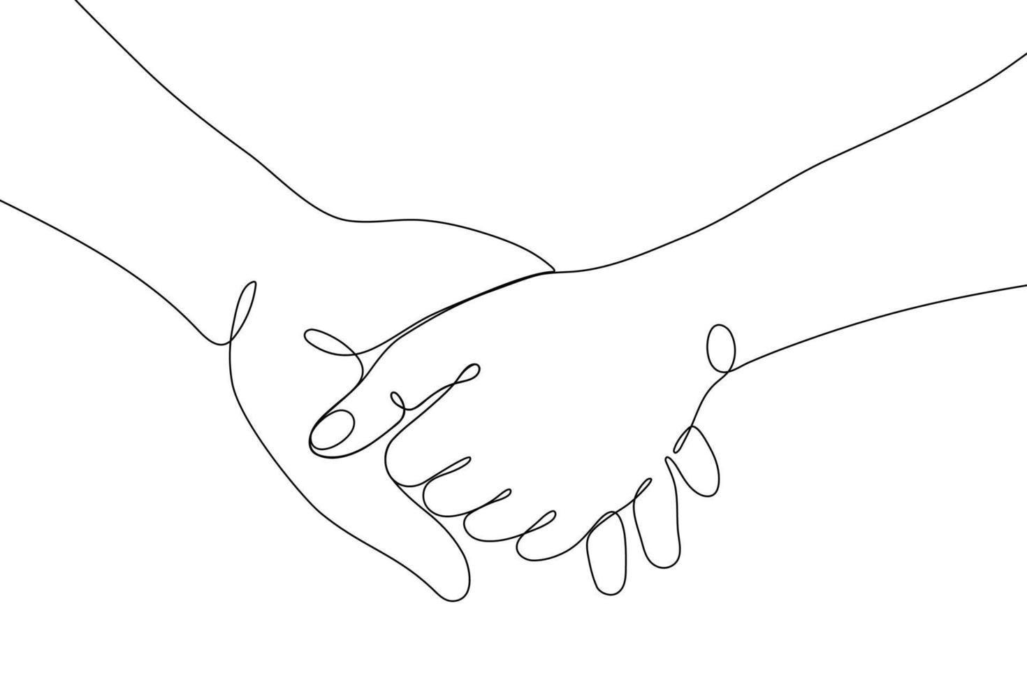 gestes de la main dessinés sur une seule ligne, mains humaines minimalistes montrant l'amour, romantique, signe de relation. conception de vecteur graphique continu dynamique à une ligne