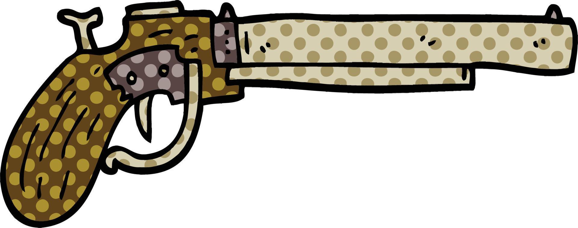 vieux pistolet de dessin animé de style bande dessinée vecteur