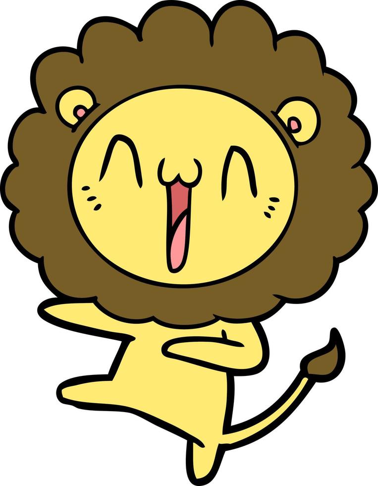 heureux, dessin animé, lion vecteur