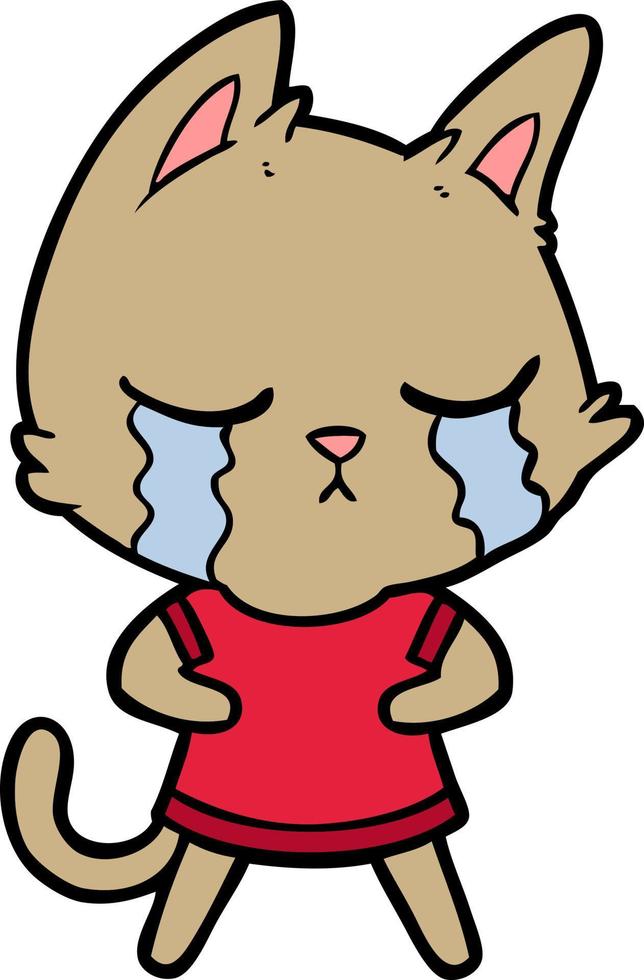 chat de dessin animé qui pleure vecteur