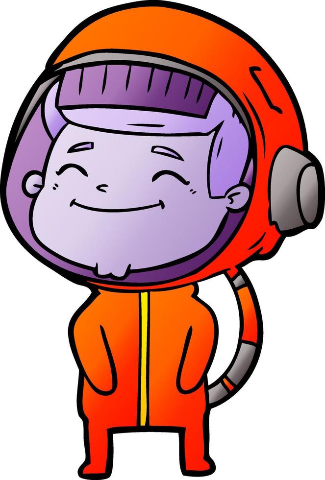 heureux, dessin animé, astronaute vecteur