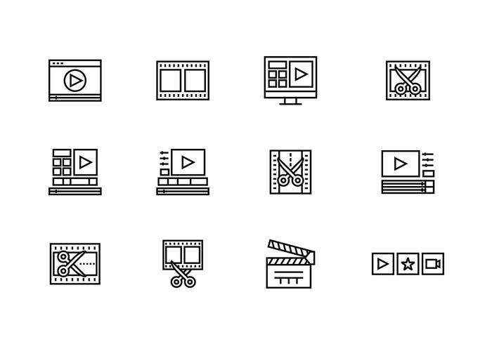 Icônes de l'éditeur de vidéo vecteur