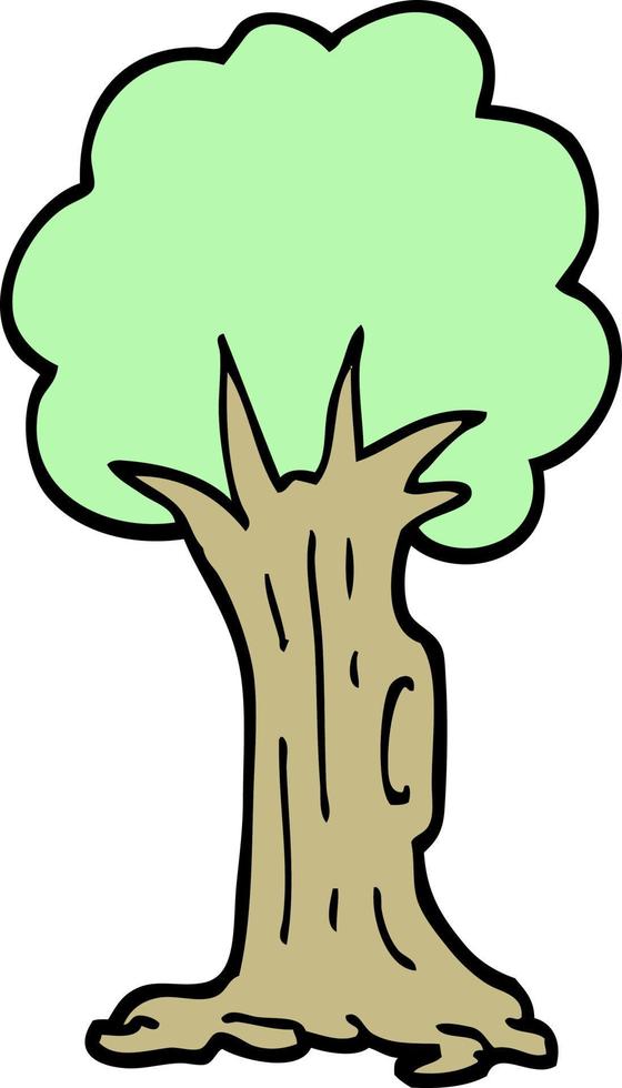 arbre de dessin animé de style doodle dessiné à la main vecteur