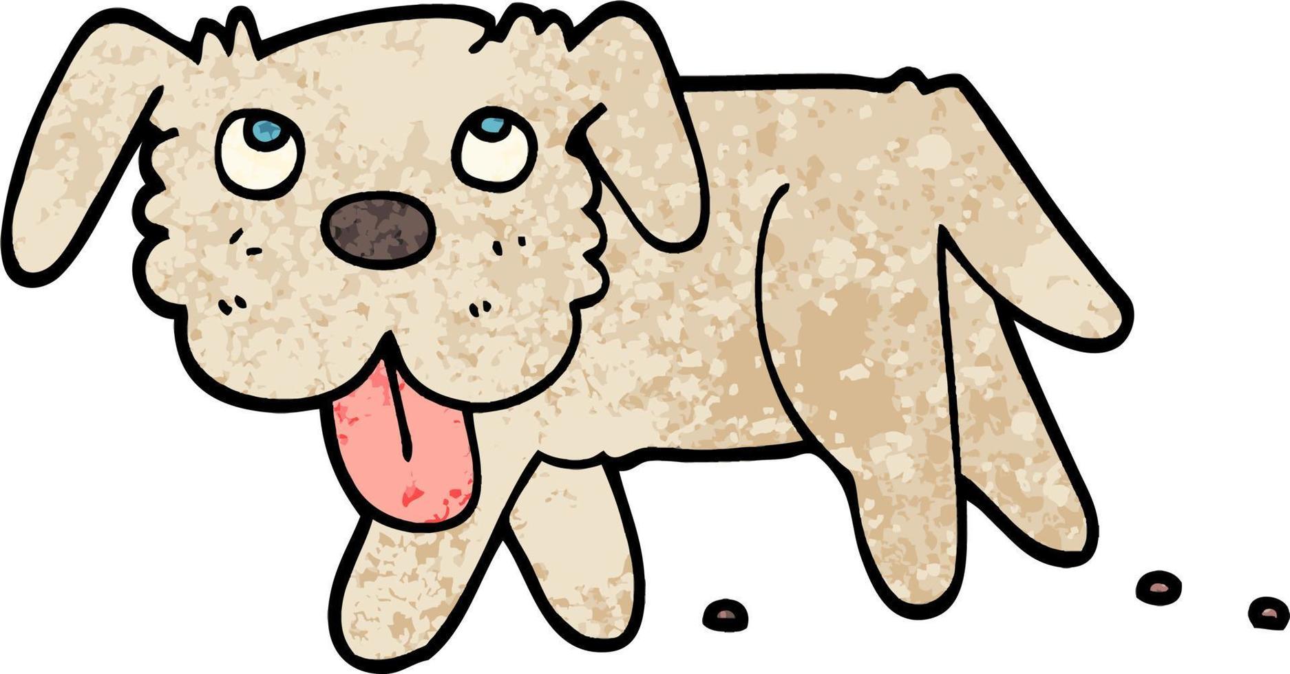 grunge texturé illustration dessin animé chien heureux vecteur
