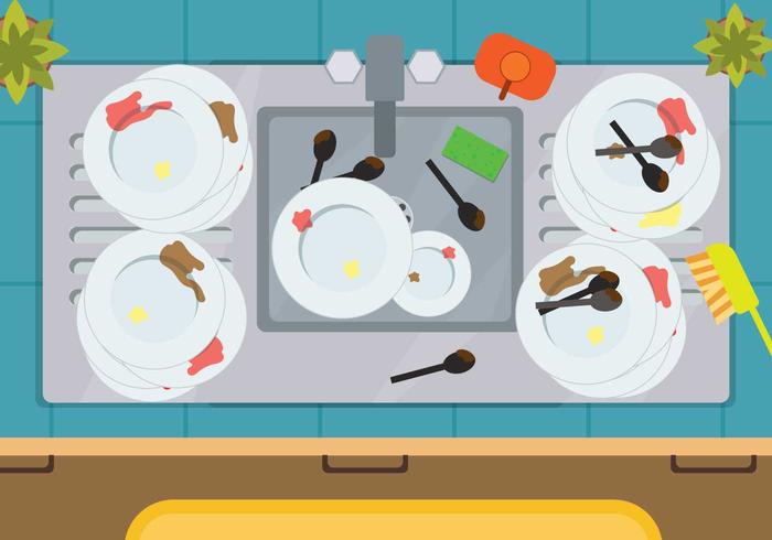 Illustration Dirty Dishes Gratuite vecteur