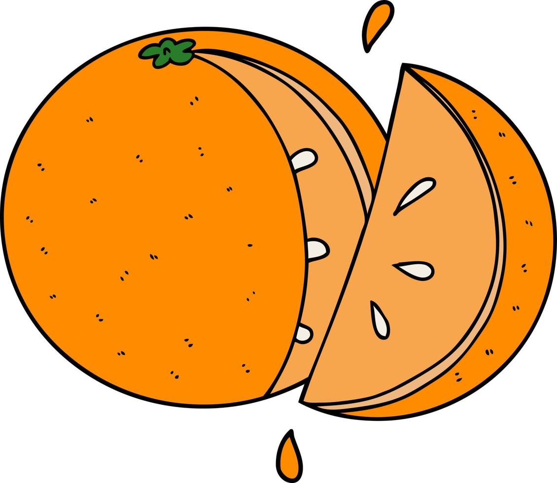 tranche d'orange de dessin animé vecteur