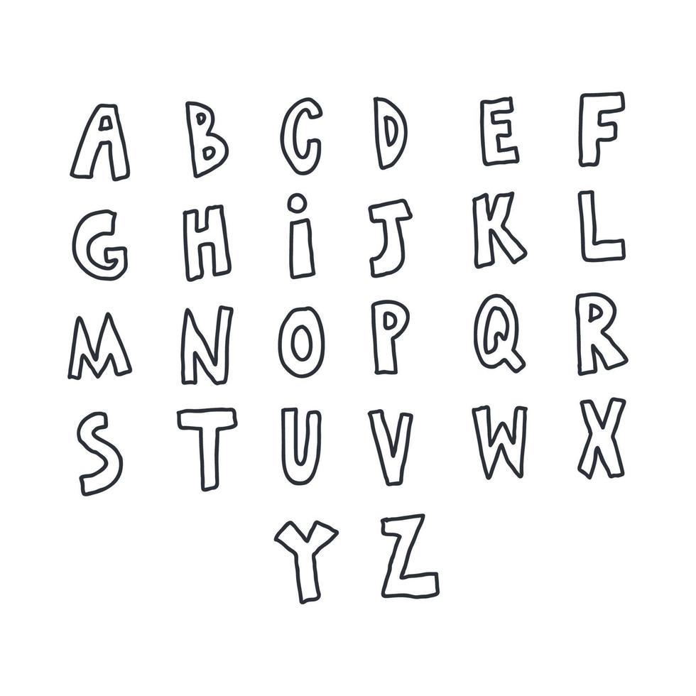 alphabet noir et blanc griffonné vecteur