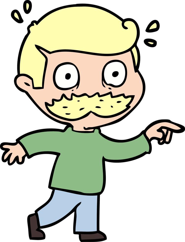 dessin animé, homme, à, moustache, choqué vecteur