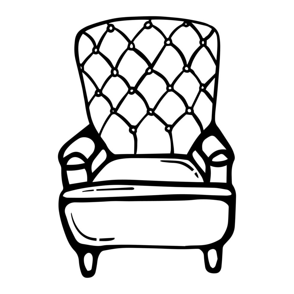 doodle noir d'un fauteuil. illustration de fauteuil dessiné à la main vecteur