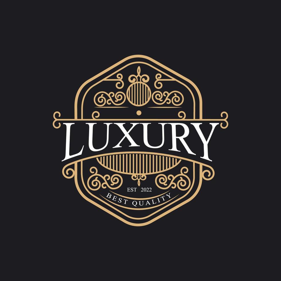 logo vintage de luxe élégant s'épanouit dessin au trait ornements gracieux style victorien conception de modèle vectoriel