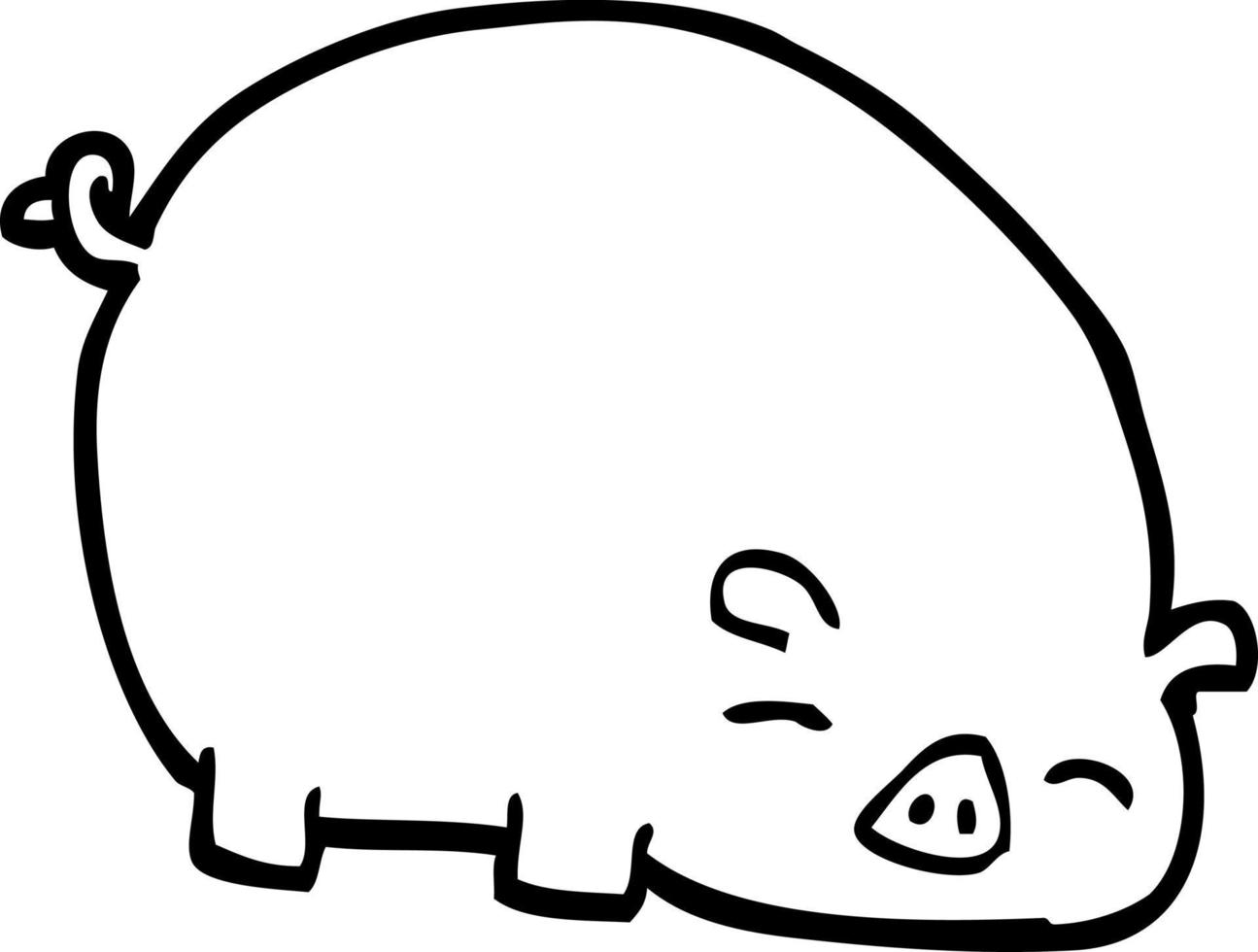 cochon dessin animé noir et blanc vecteur